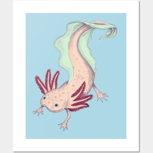 Cute Pink Axolotl Posters and Art